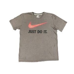 NIKE Just Do It T-Shirt Adult Large Brown Center Swoosh Logo Short SLV Retro Y2k